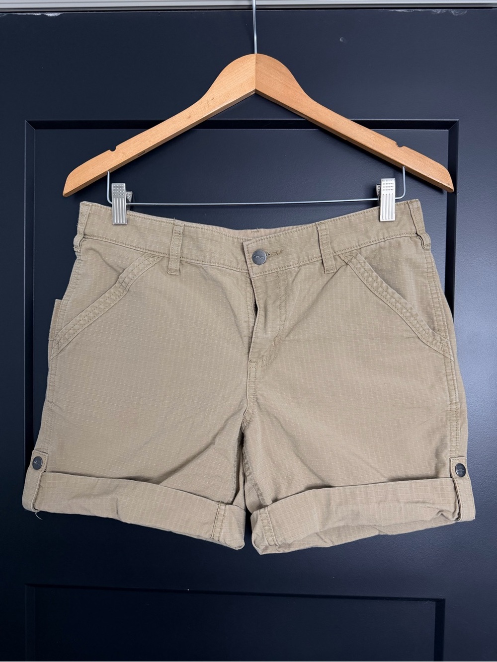 Women’s Carhart Roll-Cuff Shorts - Khaki & Navy Blue